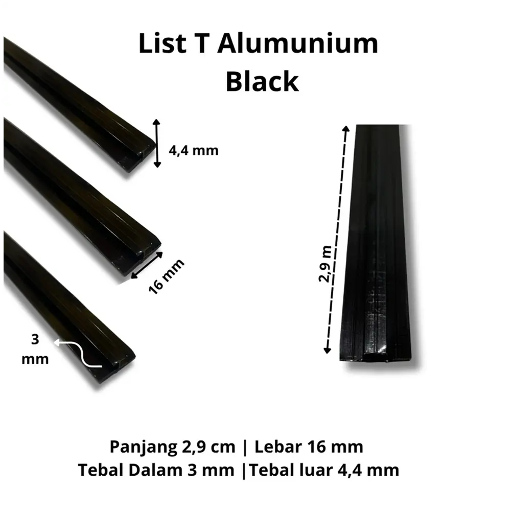 List T Alumunium 3mm - Black