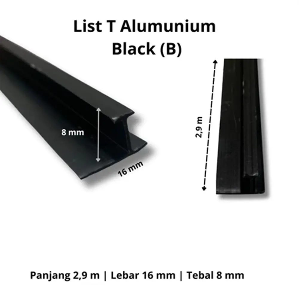 List T Alumunium 8mm - Black