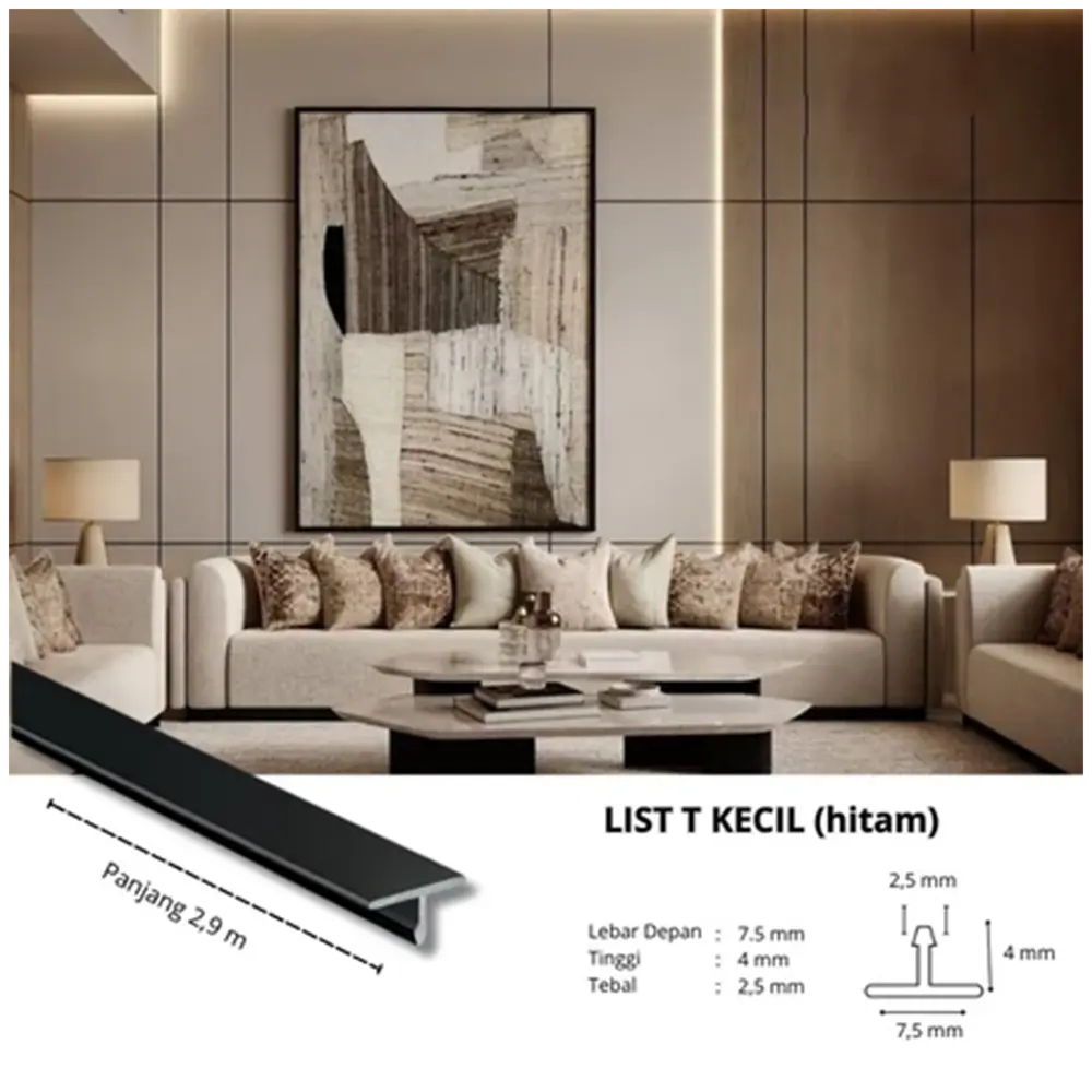 List T Alumunium Profil Kecil - Black