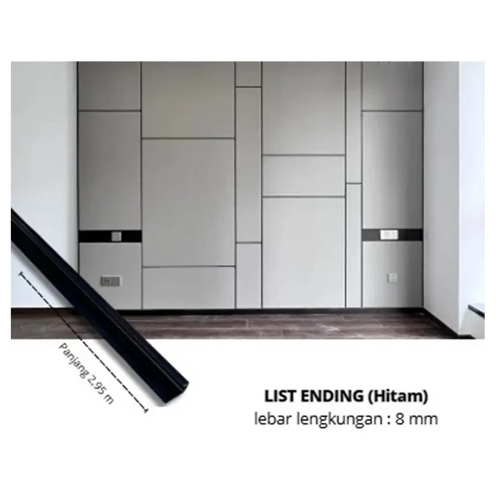 List U Alumunium Ending 8mm - Black