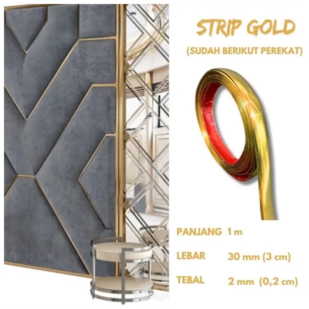 List Strip Alumunium 30mm - Gold