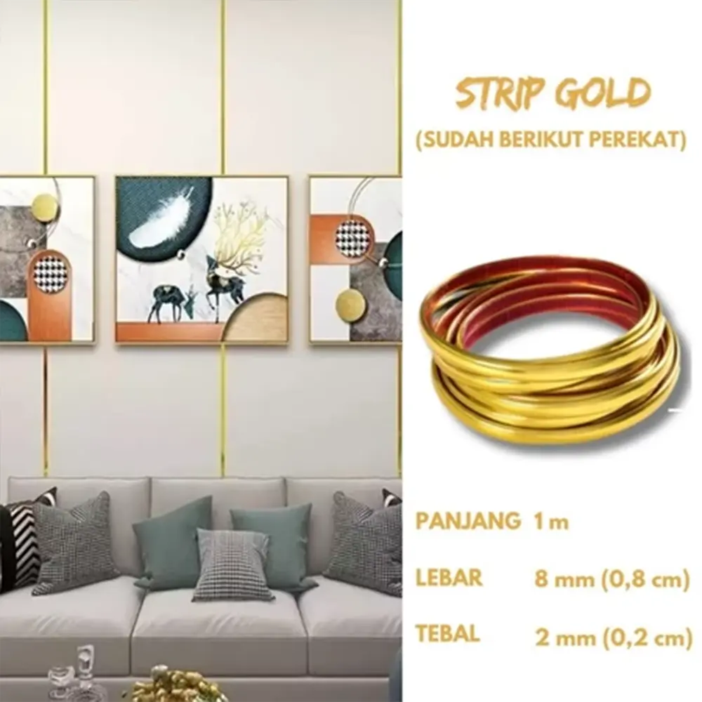 List Strip Alumunium 8mm - Gold